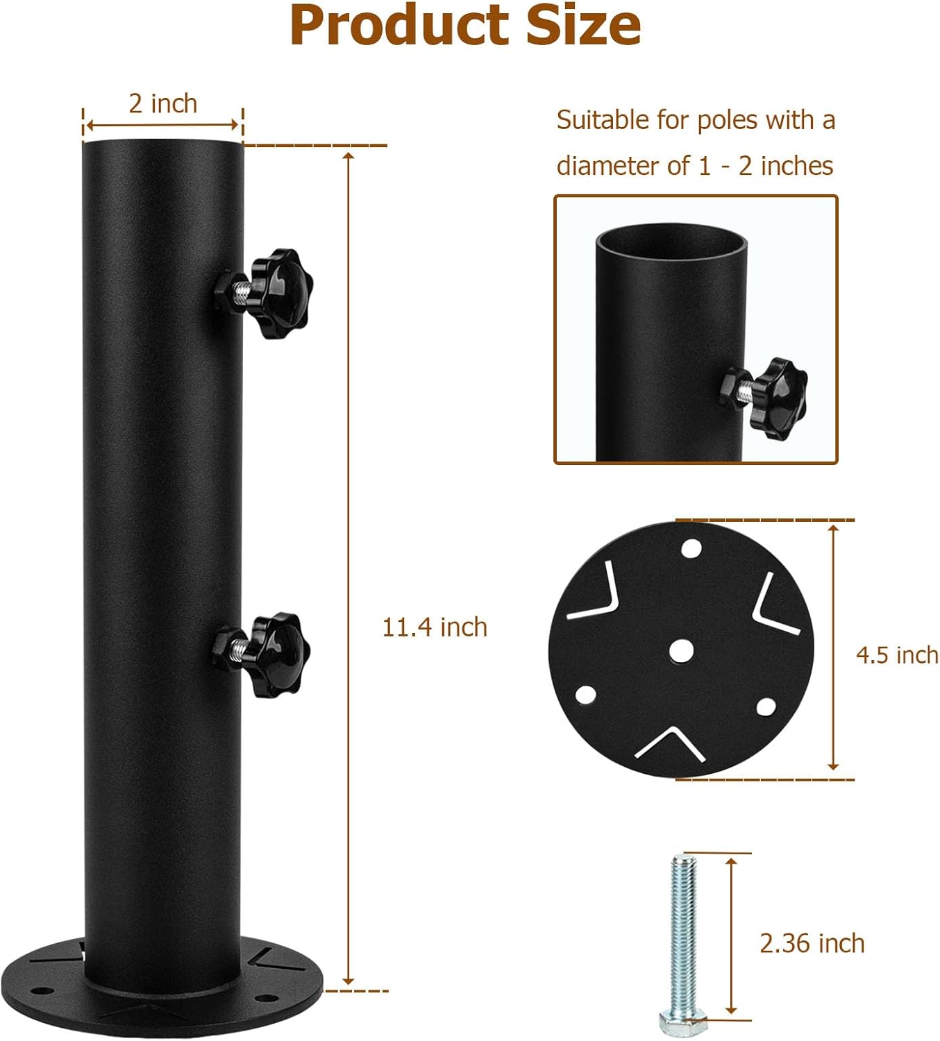 Universal Granite Umbrella Stand Tube Outdoor, Stone Umbrella Tube Base, Table Umbrella Tube Bracket, DIY Metal Tube Umbrella Mount, Marble Flag Pole Stake Holder