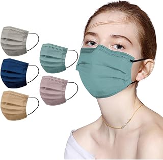 【Disposable, 3-Ply, 50 Pack】 Celendi Colorful Face Masks for Adults, Breathable with Nose Wire & Elastic Ear Loops, Suitable for Home, School, Office and Outdoors, Adult Size (B)