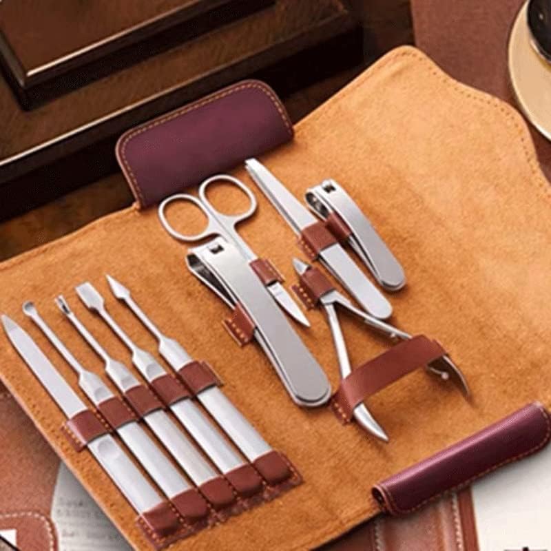 Manicure Set 10 in 1 Full Function Kit Professional Stainless Steel Pedicure Sets with Leather (Color : E) (E)
