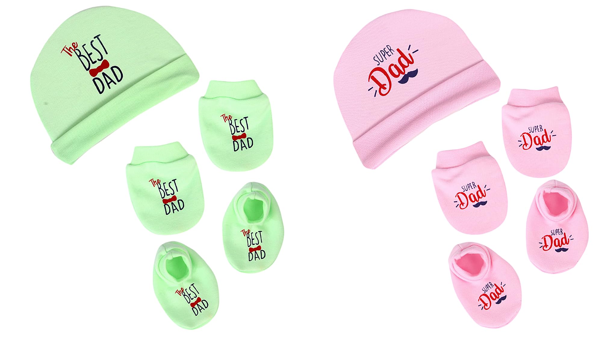 MOM'S DARLING, Pack of 2 pairs, Newborn Baby Cotton Mitten Sets with Cap and Booties | Baby Mittens and Gloves set for newborn 0-6 months | Baby Cap Set | Baby Socks Set - Multicolor.-picture-24