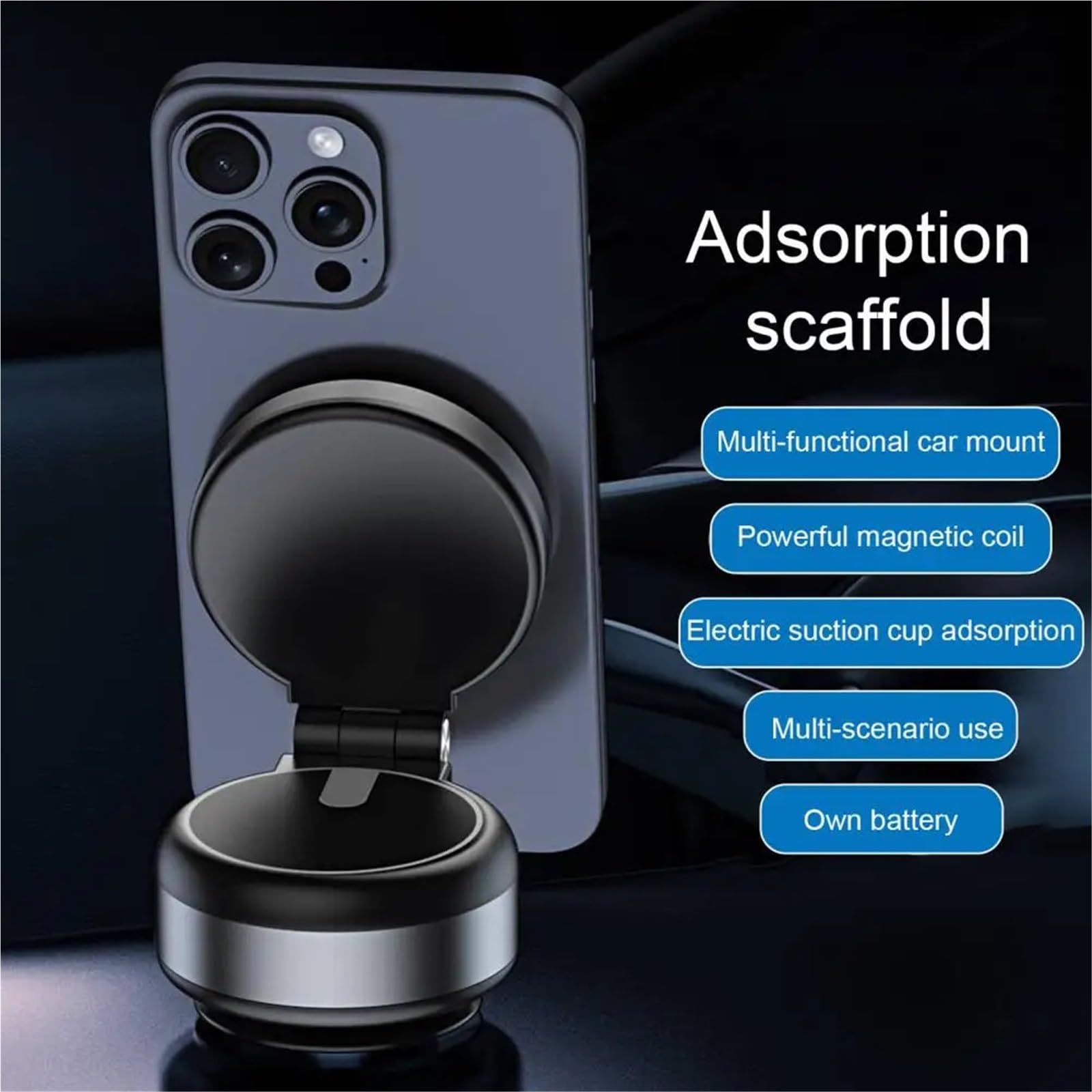 Accesorios Coche Supporto per Telefono Automatico a Ventosa Potente Supporto per Telefono Magnetico per Auto a Ventosa elettrica con Rotazione di 360 Gradi Supporto Telefono Auto
