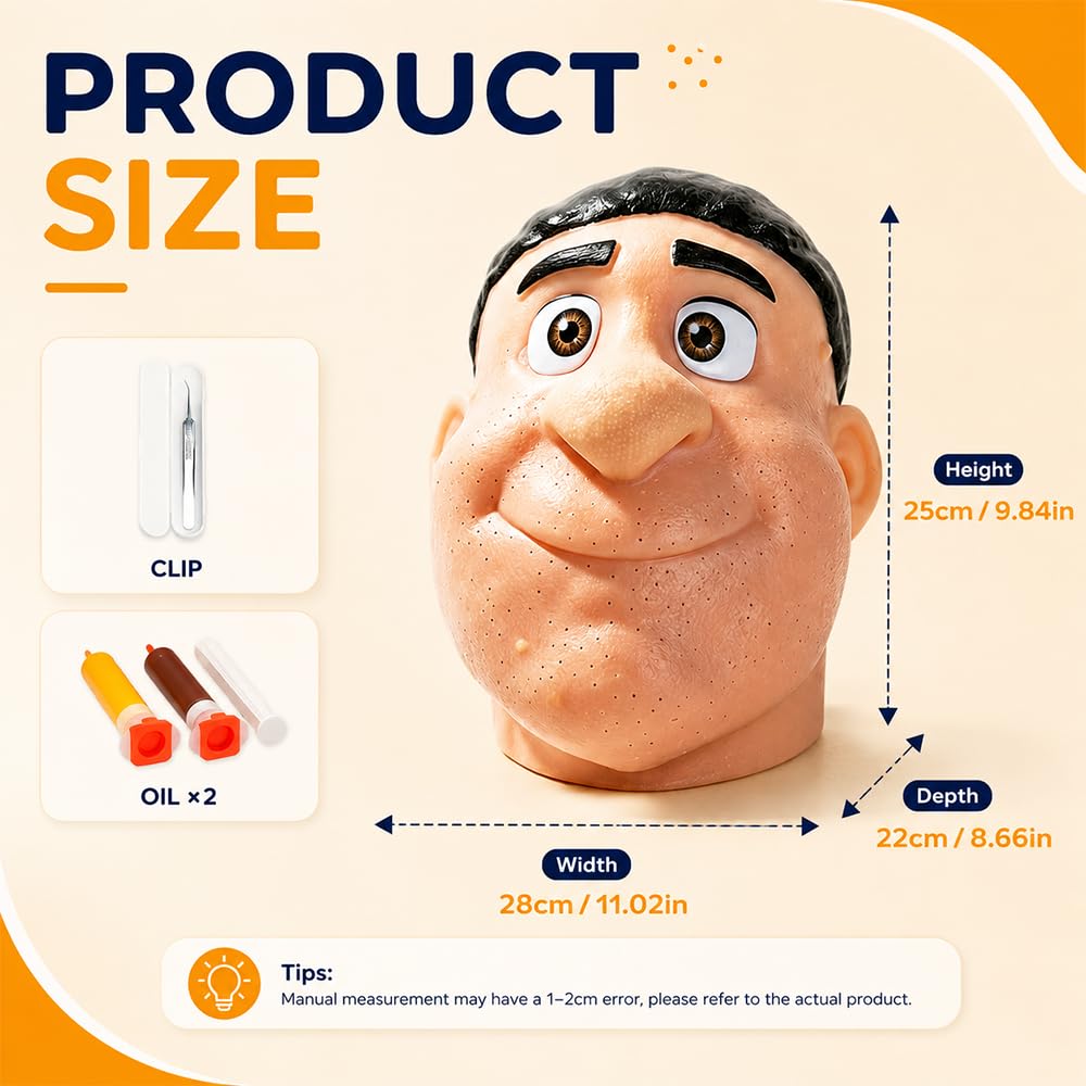 Pickel Ausdrücken Spiel, 22×28×25cm Pickel Ausdrücken Spielzeug, Squishy Pimple Popper Toy, Anti Stress Pimple Popping Toy, Realistischer Mitesser SqueezeToy, FidgetToys für Büro und Zuhause