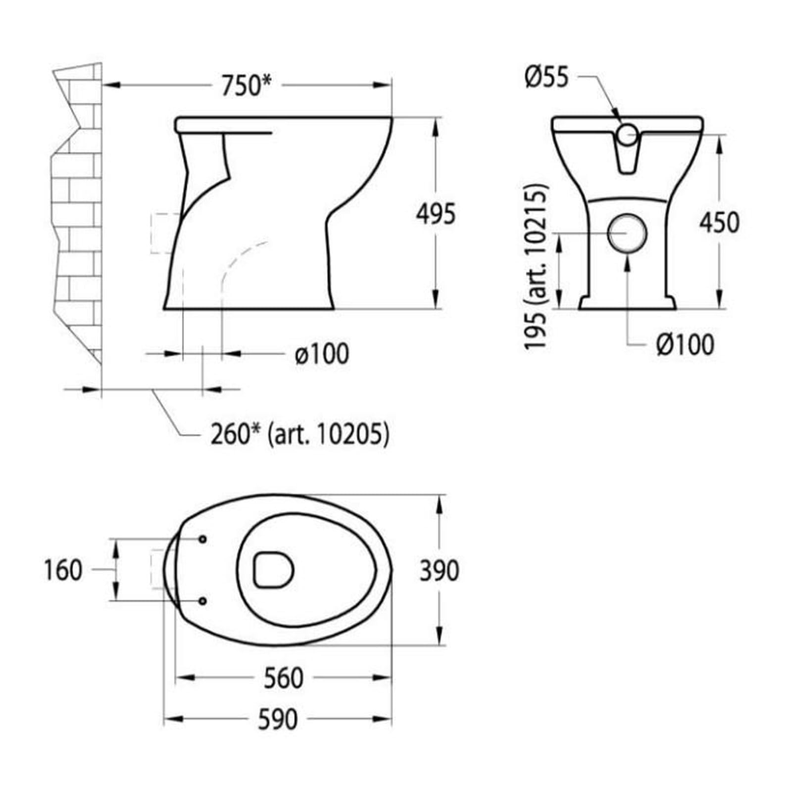 Vaso a pavimento per disabili in ceramica bianca con scarico a parete - Idral Easy 10215