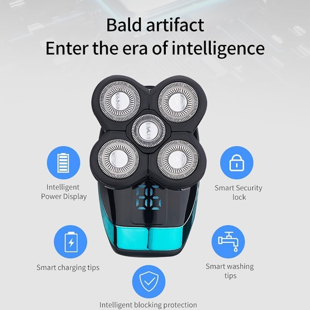 GeRRiT Rasoi elettrici for uomo, 5 in 1 Rasoio elettrico professionale Rasoio elettrico ricaricabile for uomo Rasoio da barba Wet-Dry Dual Use Macchina da barba impermeabile