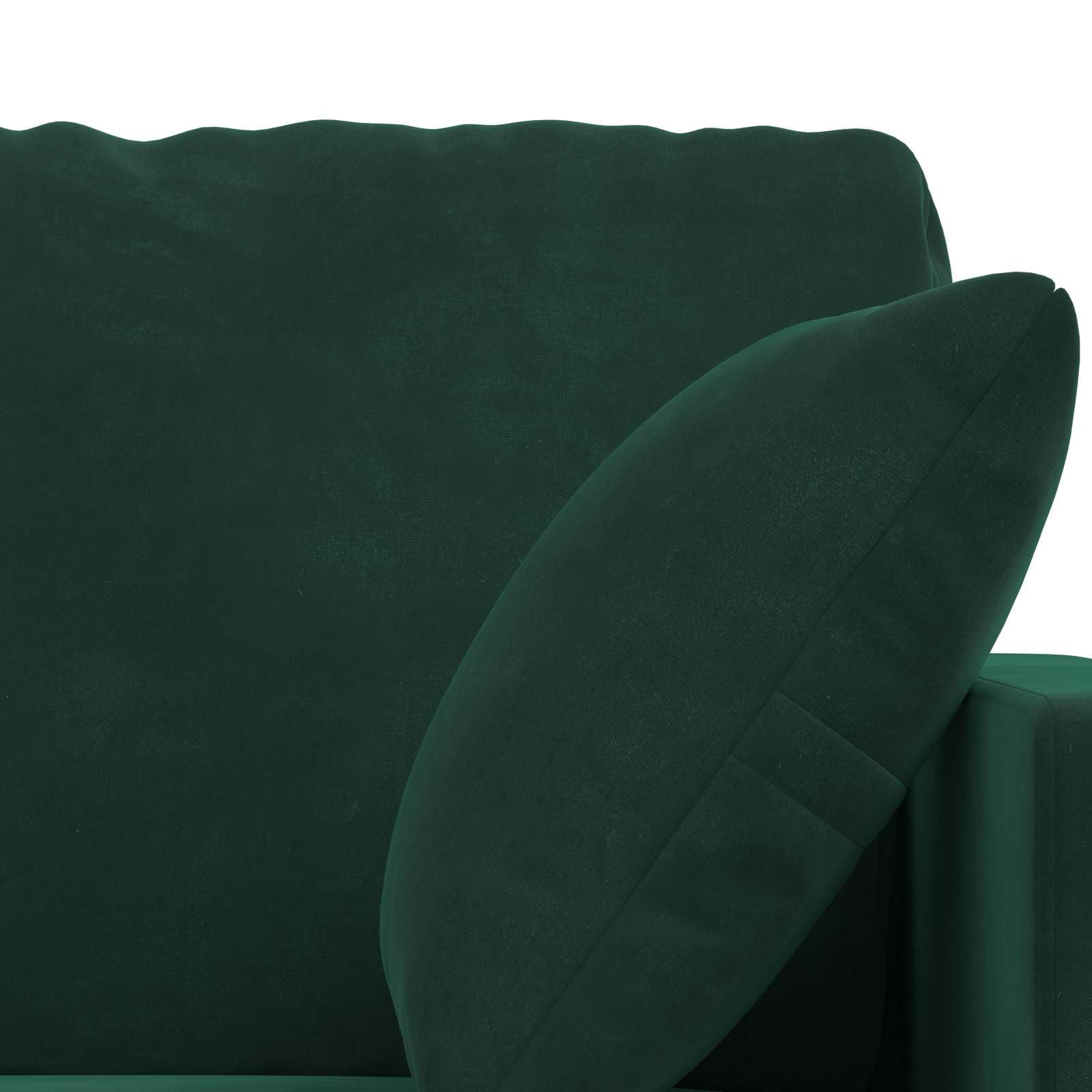 Set di 2 divani in velluto verde scuro con robusta struttura in metallo, imbottito, 138 x 78 x 80 cm, con braccioli e cuscino, per soggiorno e camera degli ospiti