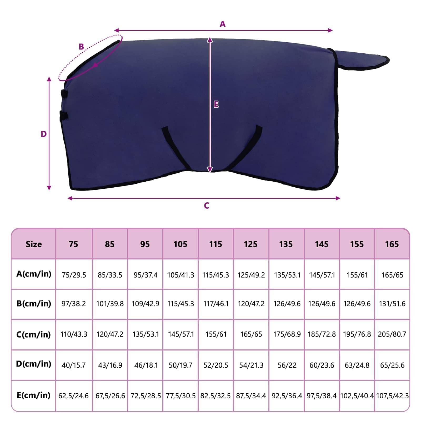 Manta para caballo azul marino de poliéster de 115 cm con cierre ajustable en el pecho y cinturón abdominal, manta de invierno transpirable para establo y pasto, impermeable y ligera