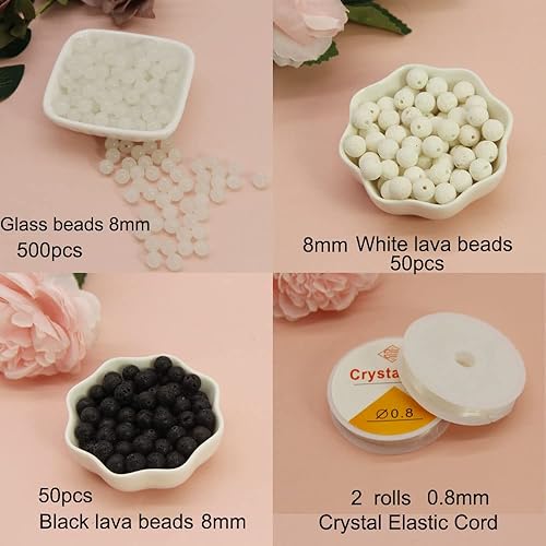 Miniatura 151 de Pamir Tong 1500 cuentas redondas de vidrio de 0.236 pulgadas a granel, cuentas de jade imitativo, cuentas sueltas para hacer joyas, aretes, collares