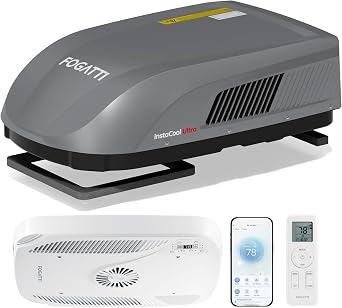 FOGATTI RV Air Conditioner 16,000 BTU Ultra-Quiet Low Profile Rooftop AC with Heat Pump, Non-Ducted Camper Rooftop AC Unit, 43dB Low Noise, InstaCool Ultra Series