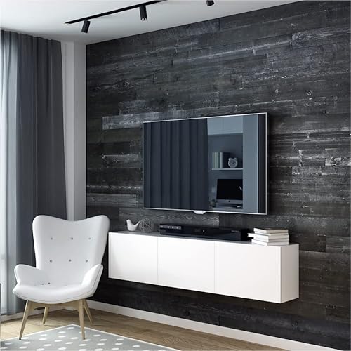 Tablas Shiplap para pared | Tablones de madera recuperada para decoración de granja | 12 tablones de madera de granero pintados de negro – bricolaje