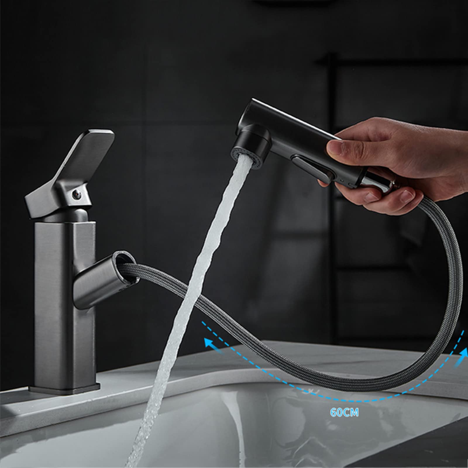 2 Stuks Keukenmengkraan, Uittrekbaar Chroom, Keukenkraan MetC Handdouche Wastafelmengkraan Lage Uitloop 360deg Draaibare Wastafelkraan Koud Warm Water