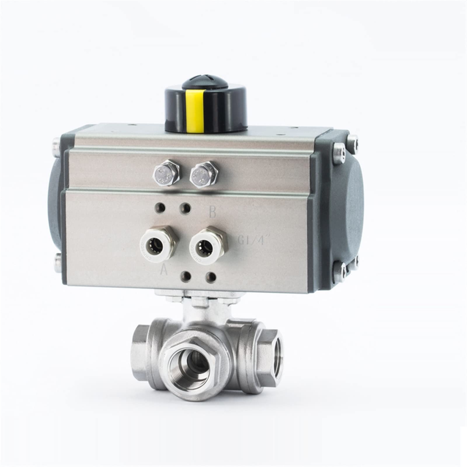 Vanne pneumatique 3 voies 1/2 po en inox 304 Q611F-16P type T à haute plateforme