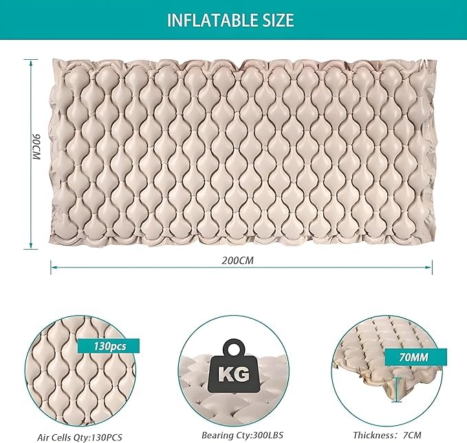 Image of MCP Healthcare Anti Decubitus Bubble Air Mattress for Patients Bed Sore | Inflatable Patients | Helps in Prevention of Bed Sores Anti Bedsore Mattress Pad (Brown)