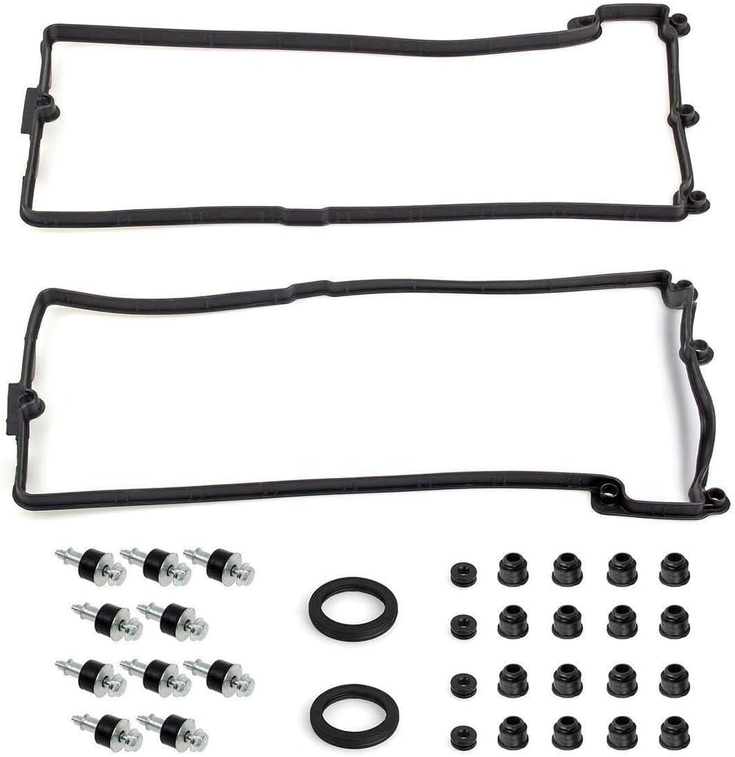 Ensun Engine Valve Cover Gasket Set Left & Right w/Grommets Compatible with N62B48 Engine 545i 550i 645Ci 650i 745Li 750i 750Li X5 Alpina B7 4.8L V8 11127513194 11127513195