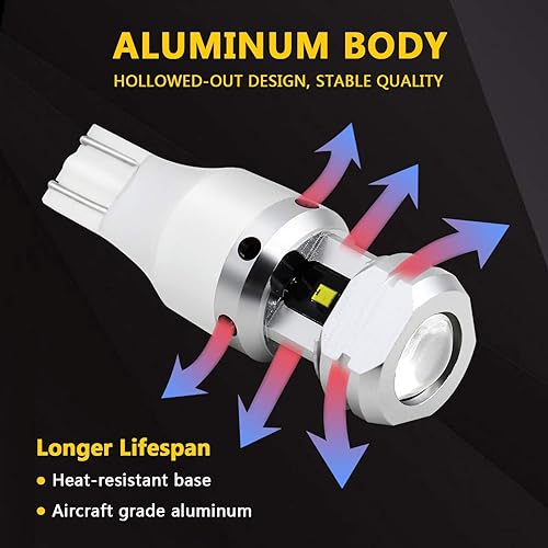 Miniatura 3 de Phinlion 912 921 - Bombillas LED de reversa para casa rodante (2600 lúmenes, súper brillantes, ZES SMD T15 906 W16 W, luces de reversa con