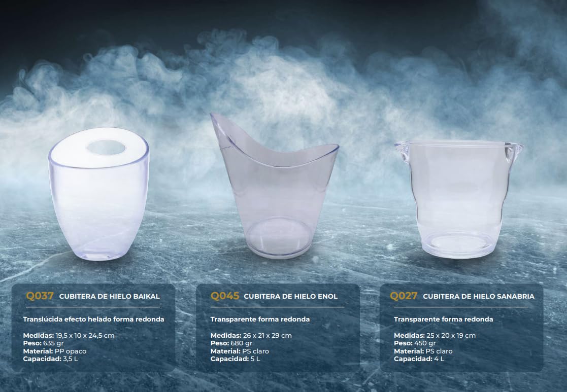 Seau à Glaçons Albufera 12L | Transparent et Ergonomique avec Poignée | Idéal pour Vin et Réceptions | Inclut Bague Anti-Goutte, Transparent, 40,5 x 29 x 24,55 cm, Plastique | Plastique PS, 40,5 x 29 x 24,5 cm, léger et résistant, pour boissons et bouteil