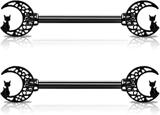 Moon Nipple Barbell Cat Nipple Piercing 14g Halloween Body Jewelry for Women