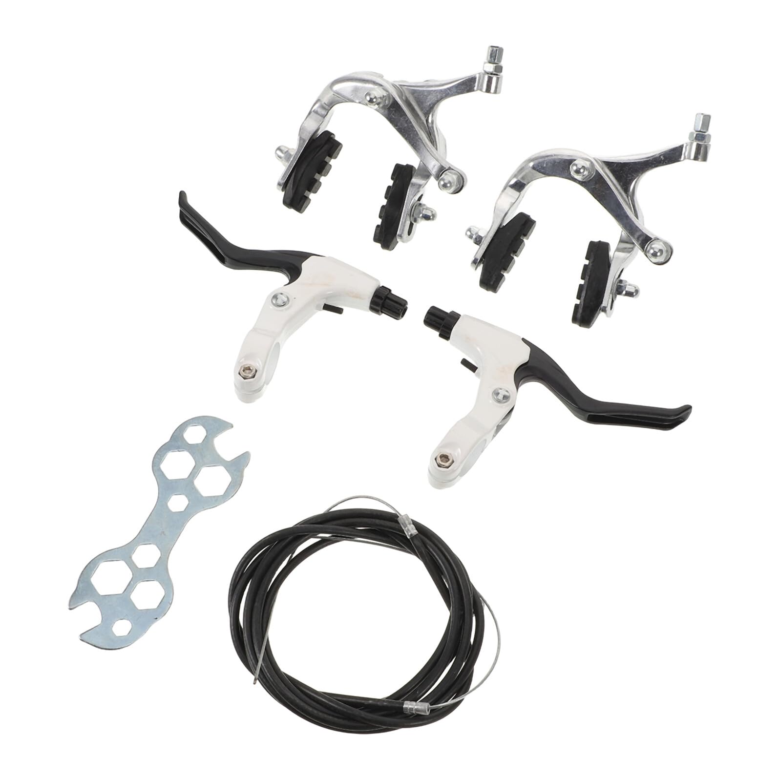 GALPADA Juego de Frenos para Bicicleta de Montaña Hidráulicos y Mecánicos, Palancas de Aleación de Aluminio, Kit Completo Cables Internos y Externos, Pinzas Plateadas, Control Preciso