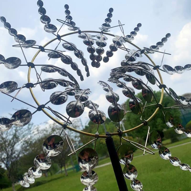 Wiltec Mulino a vento da giardino stile USA, altezza 245 cm, Ruota a vento con cuscinetti a sfera