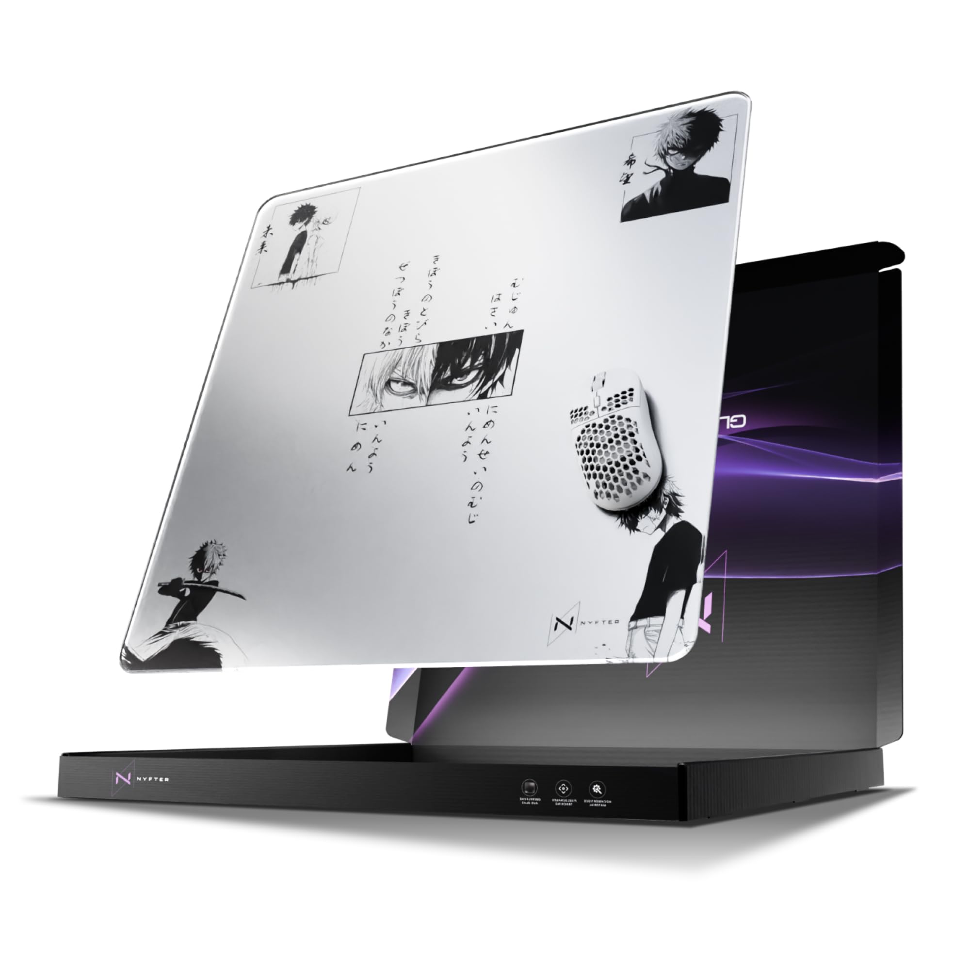 Nyfter Tappetino per mouse da gioco in vetro, 50 x 50 cm, superficie ultra precisa, vetro temperato, antiscivolo, bordi arrotondati, perfetto Glide – Premium Mouse Pad/Glasspad per Esports & Gaming
