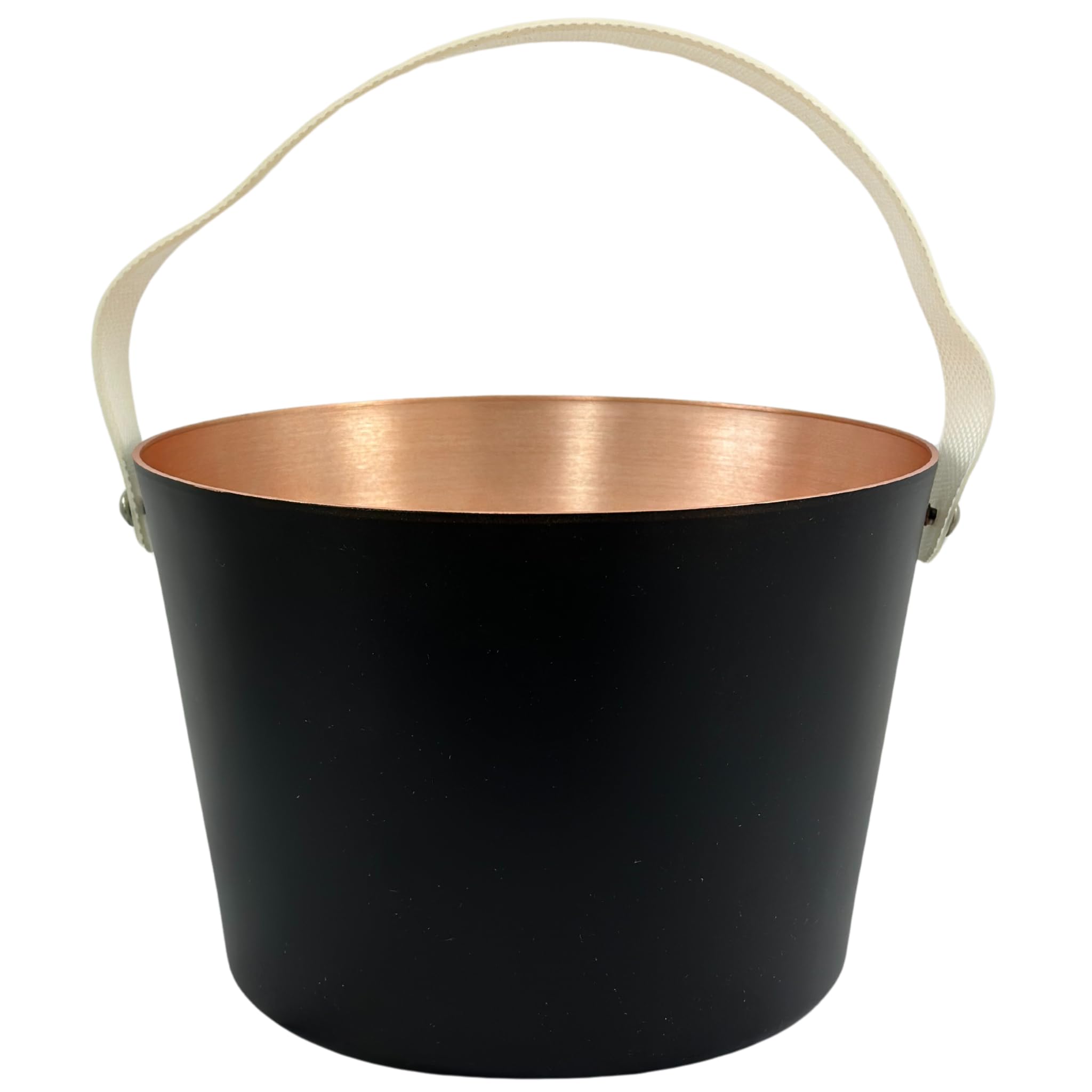 Saunaeimer aus Aluminium schwarz-gold mit flexiblem Tragegurt der Marke SudoreWell by MaReBa24®