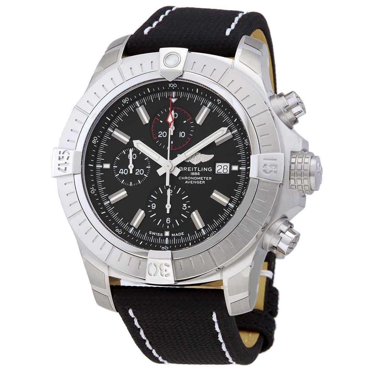 BreitlingSuper Avenger Chronograph Automatic Chronometer Black Dial Men's Watch A13375101B1X2