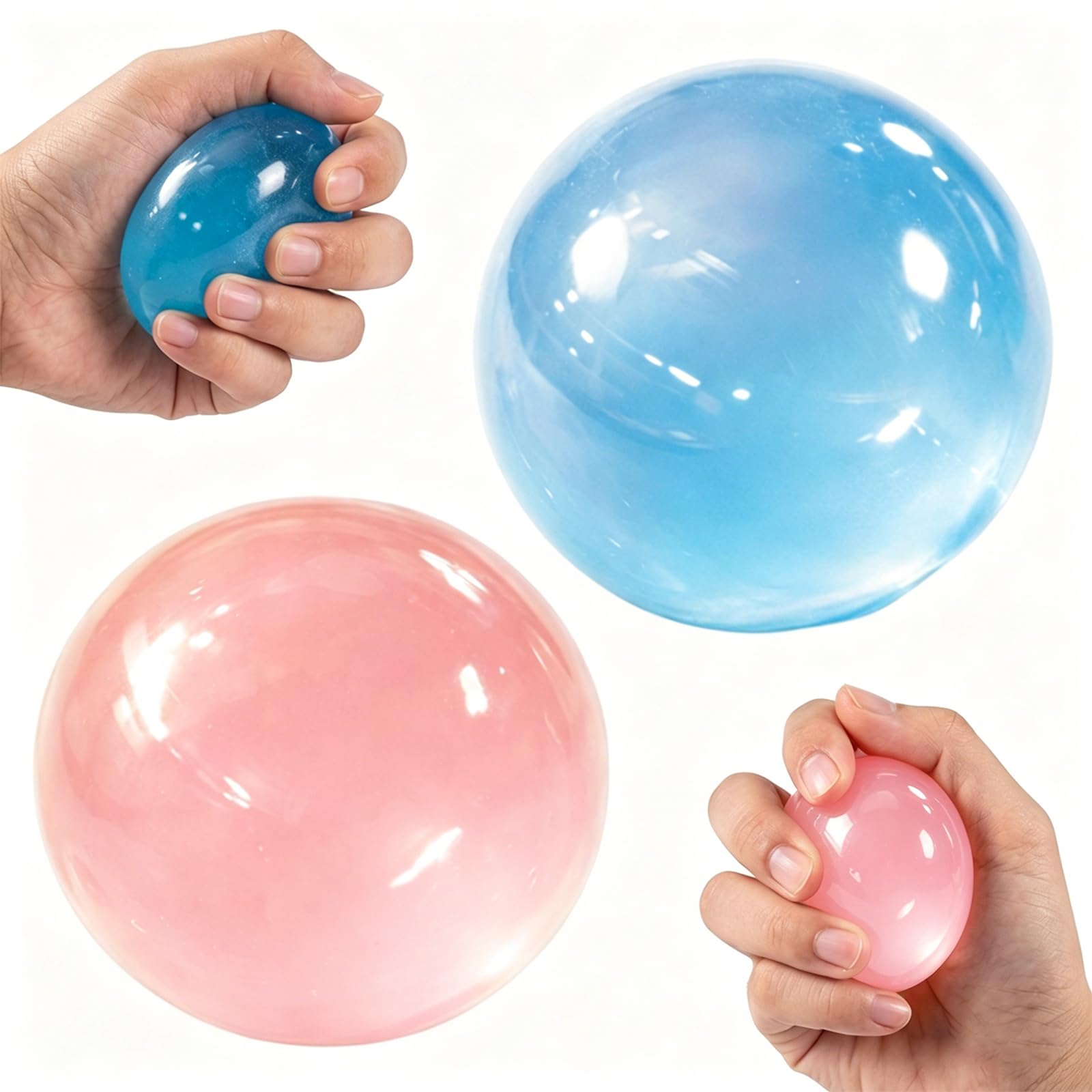 Coconut Oil Stress Ball, Coconut Oil, Crunchy Squishy, Sand Squishy, Tool for Learning Focus and Office Use, Two Pack with Pink and Blue Options