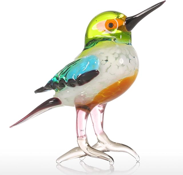 Tooarts Tiny Bird Gifts Glass Sculpture Ornament Animal Figurine Art Handblown Christmas Home Decor Multicolor