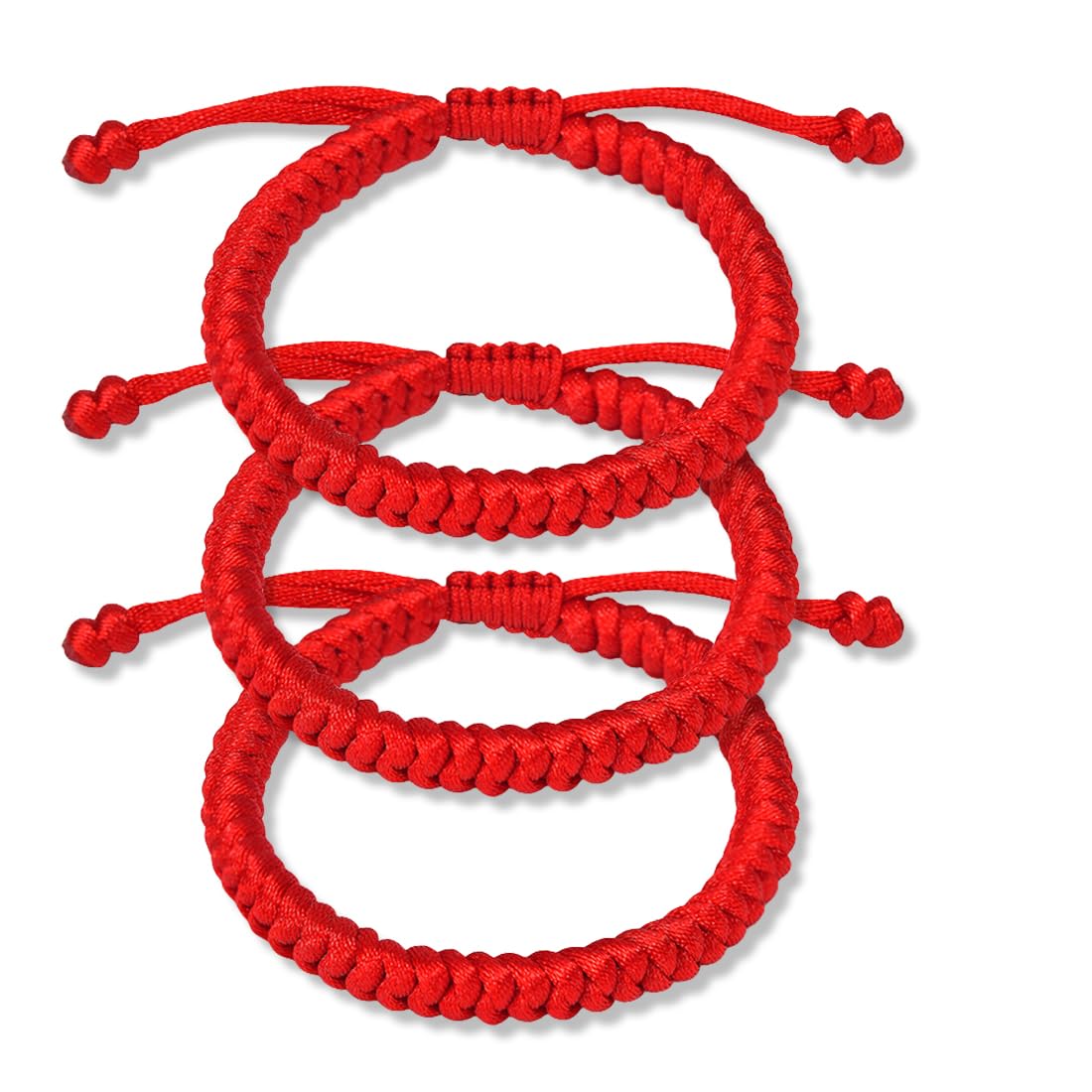Gevlochten Armband,Set Van 3 Tibetaans Boeddhistische Handgemaakte Vriendschapsarmbanden Rood/Kleurrijk/Wijnrood Nylon Touw Bff Armbanden Lucky Knot Partner Armband