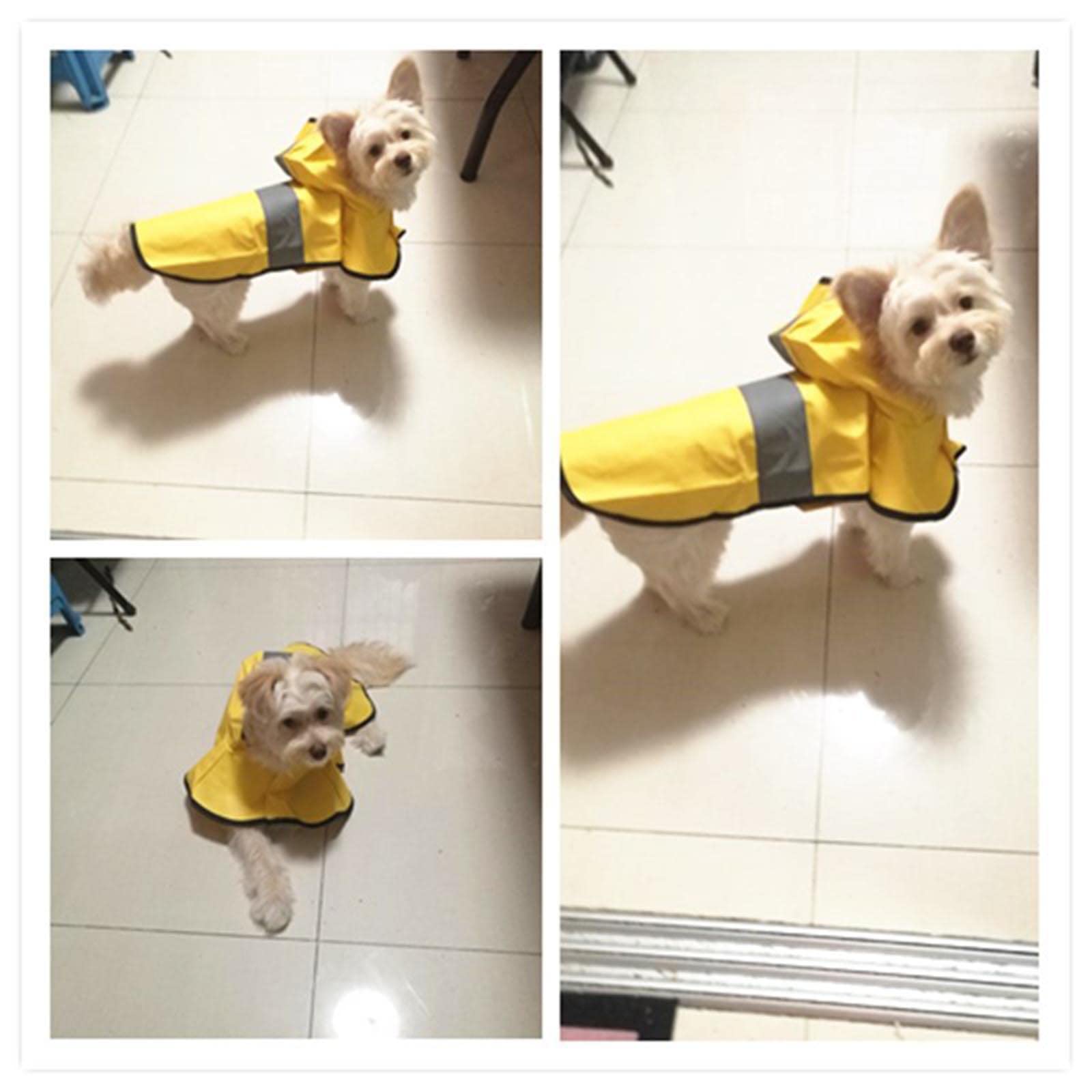 JUSHZ Impermeabile Cane Impermeabile per Cani Taglia Grande Taglia Media Taglia Piccola Poncho con Cappuccio Striscia Riflettente (S,Yellow)
