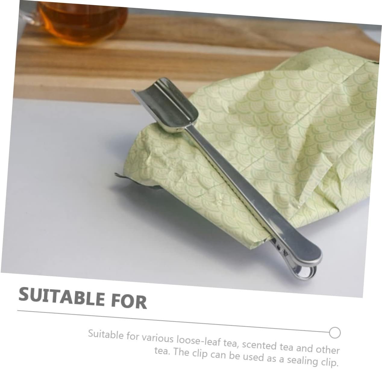 LABRIMP 2pcs Practical Stainless Steel Tea Spoons Clip Compact Tea Scoop for Accessory for Easy Measuring and Serving