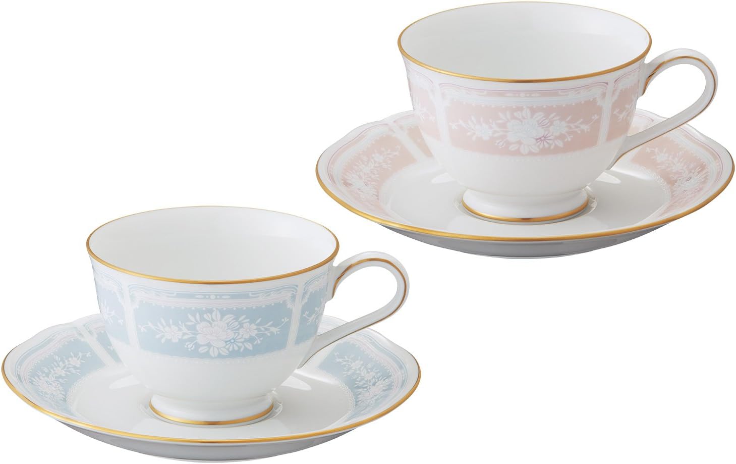 Noritake Y6578A/1507-14 Noritake Cup & Saucer (Color Changing Pair) (For Coffee & Tea), 7.8 fl oz (220 cc), Racewood Gold, Blue, Pink, Fine Porcelain