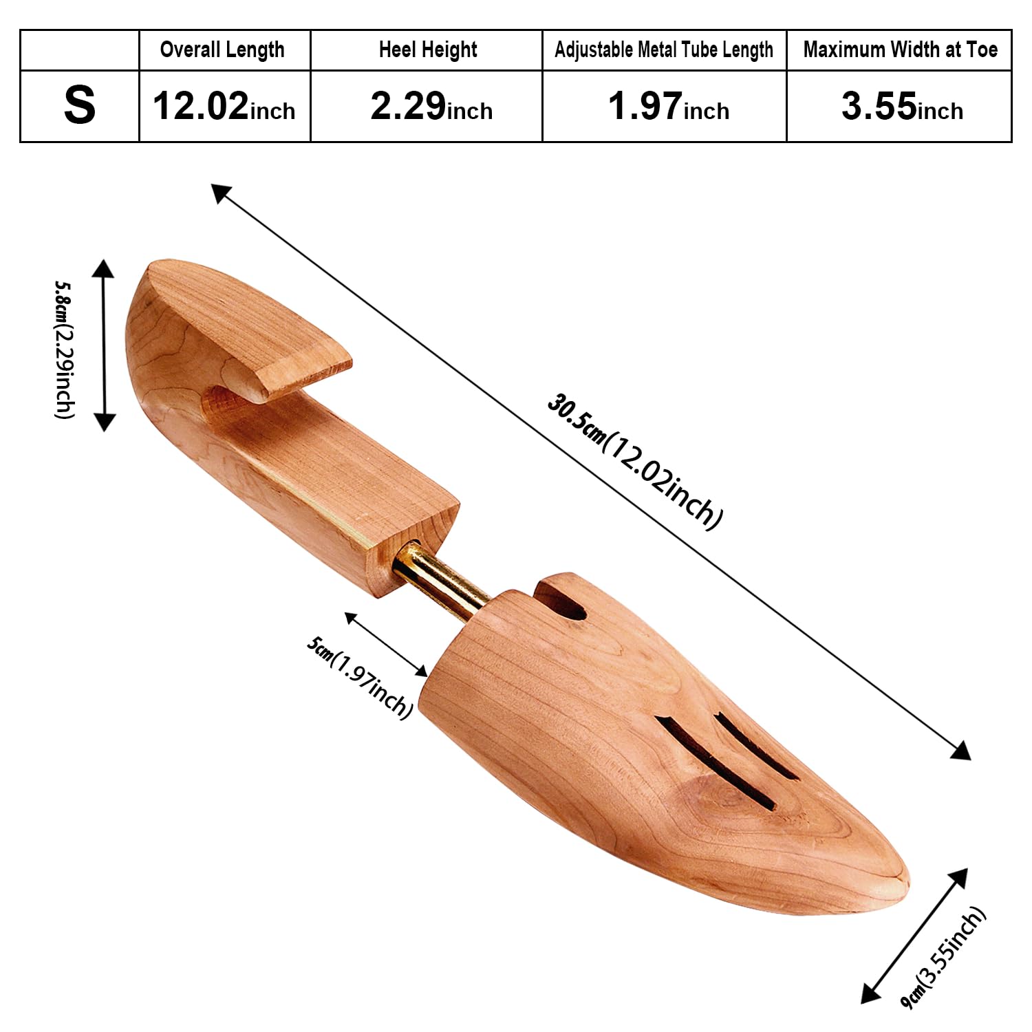 Cedar Space Árbol de madera para zapatos, 6.5-14 tamaños, árboles de madera de cedro, 2/4 piezas para hombres, tenis, botas