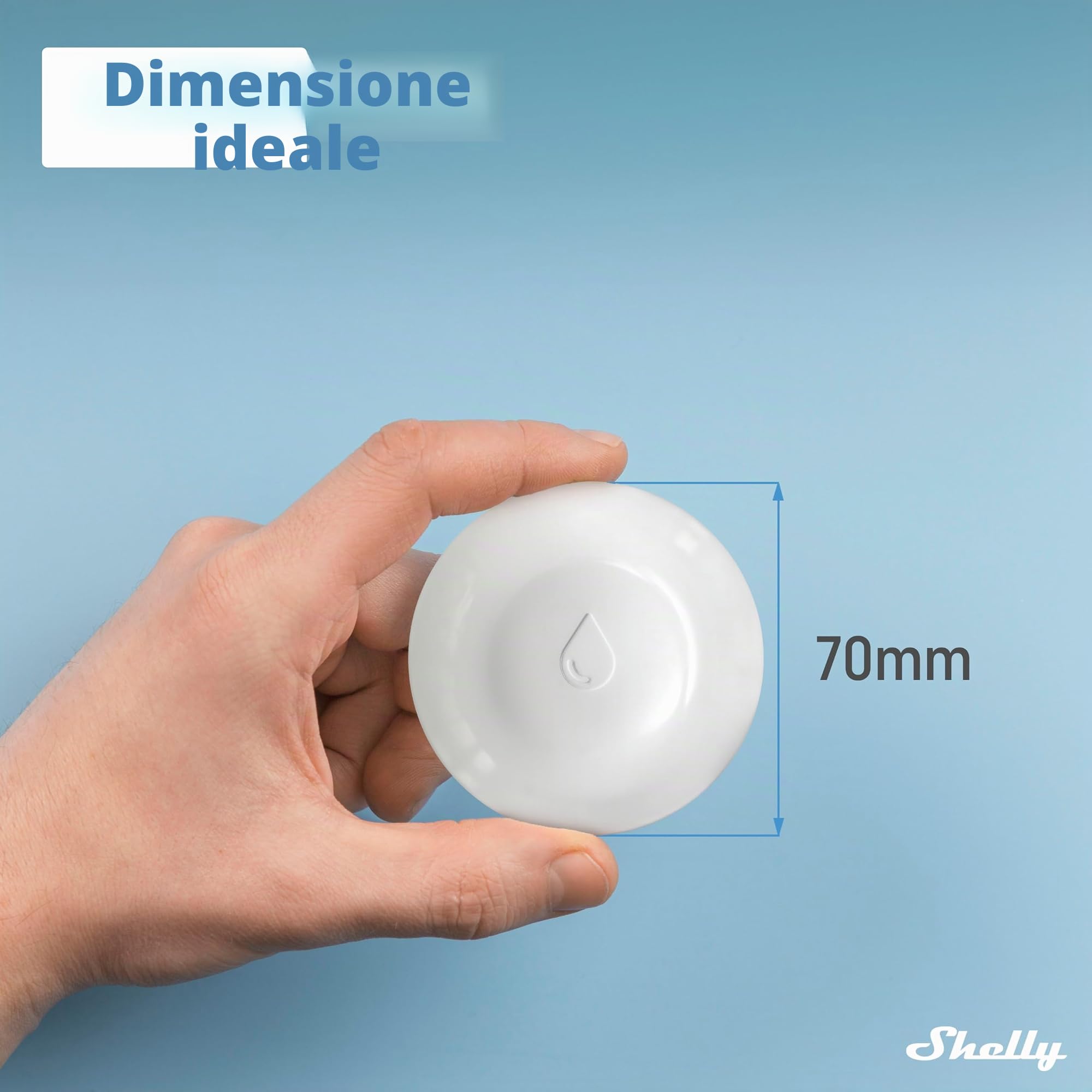 Shelly Flood, Sensore Perdita Liquidi e Sensore di Temperatura,WiFi, Smart, Compatibile con App, Notifiche immediate, Sicurezza Domestica, Durata Batteria 18 mesi, Bianco