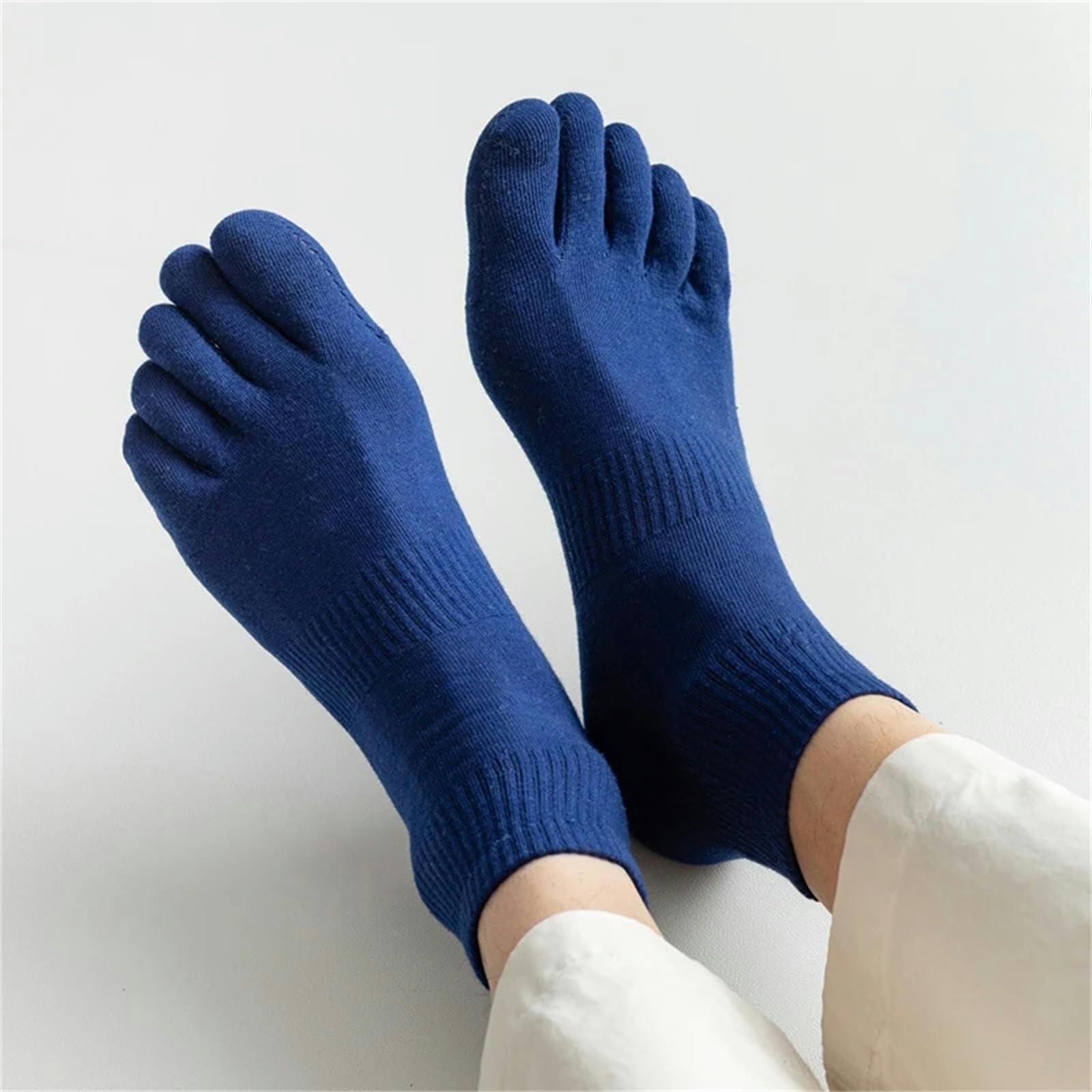 Calzini Calzini Sportivi A Cinque Dita Maschile in Cotone Traspirante Mesh No Show Calzini con Le Dita dei Piedi-Verde-Io 37-45