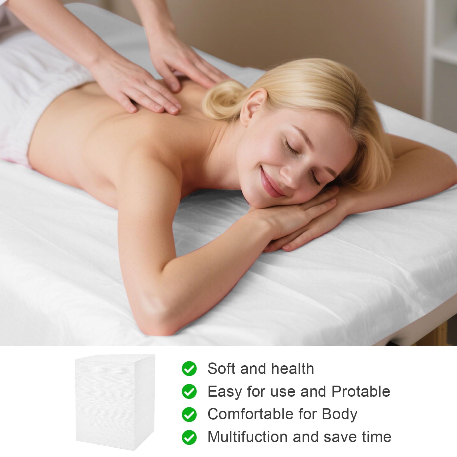 200 sábanas desechables para mesa de masaje de 31 x 71 pulgadas, fundas de cama de tela no tejida para spa, masaje, belleza y tatuajes, transpirables, higiénicas (blanco)