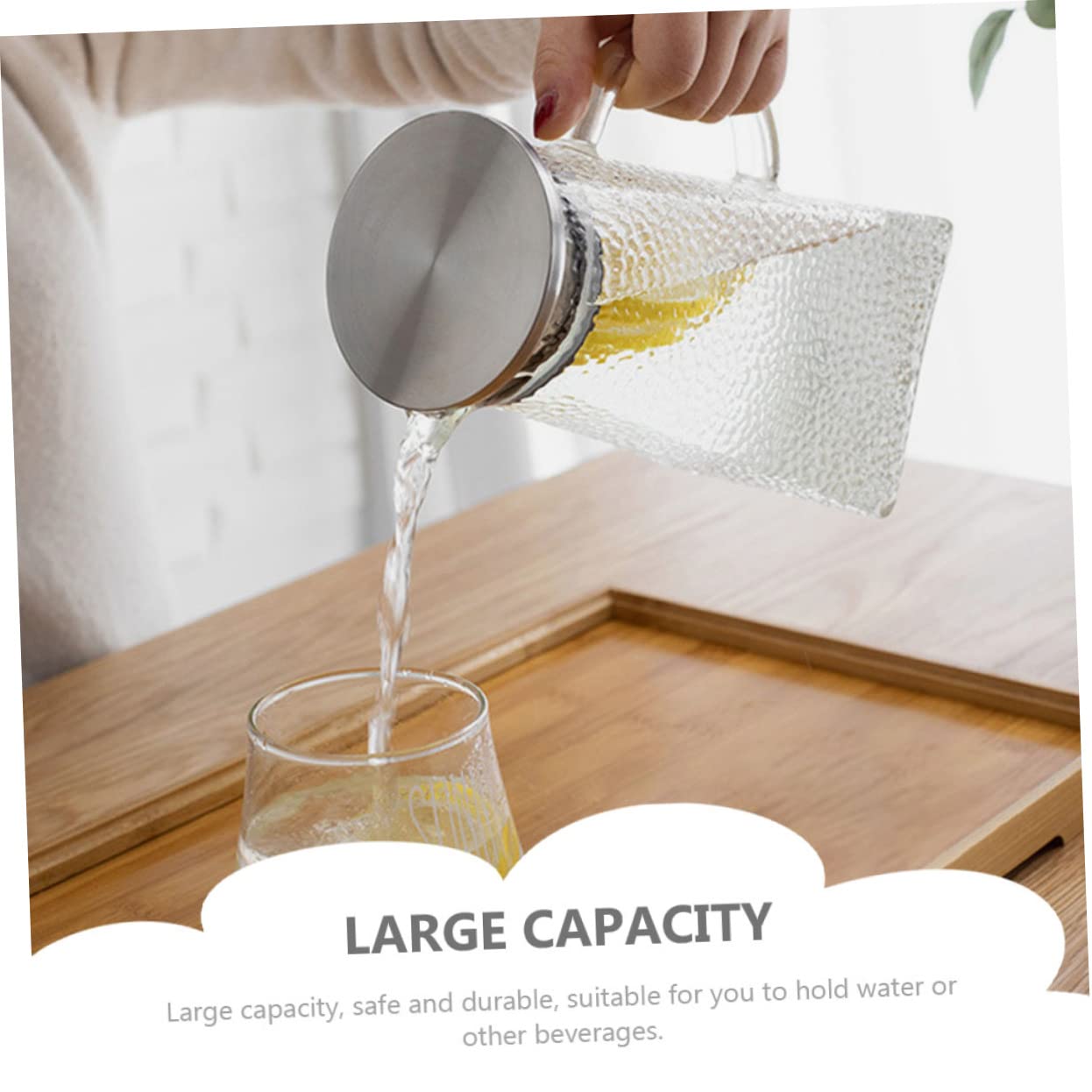 Zerodeko Jarra de Vidrio con Patrón Martillado Jarra de Agua Hogar para Servir Bebidas Refrescantes Té o Jugo Fiestas o Reuniones Familiares