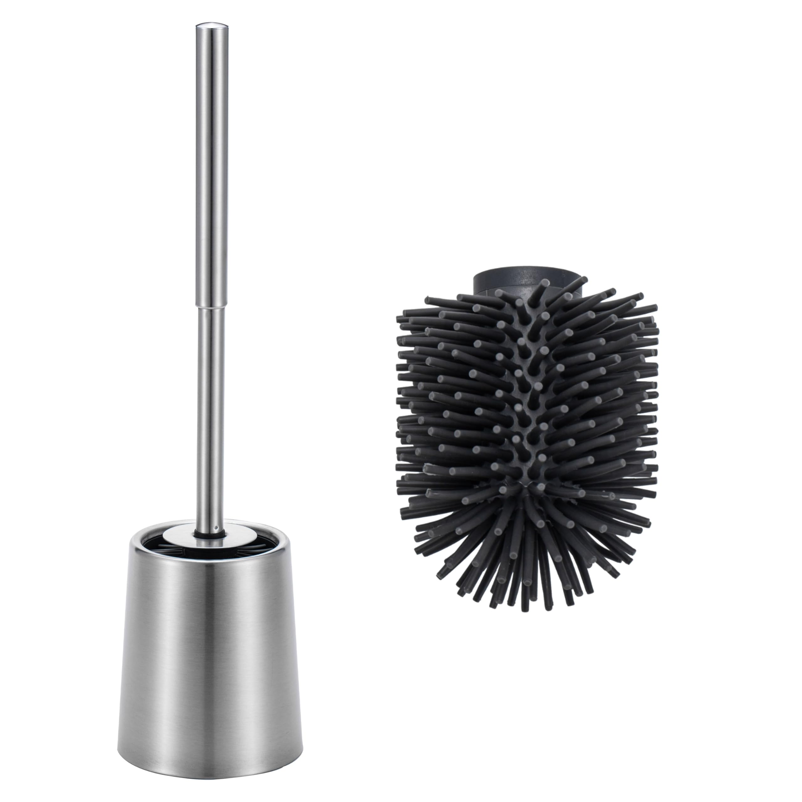 Smartbin SUS304 Stainless Steel oilet Brush and Holder Toilet Cleaning Brush Bathroom Brushes Toilet Brush and Holder Set Double Layer Holder Long Brush Handle High Density Silicone Head - Image 3