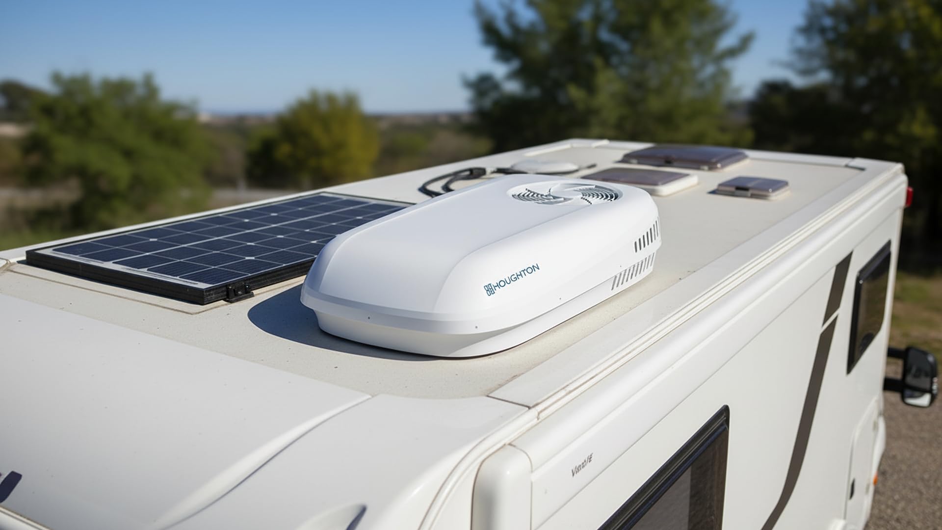 Belaire H2000K, aire acondicionado de techo 2.0kW, ciclo inverso, 230VCA, para autocaravana y caravana, camper, enfriamiento eficiente, control remoto, display LED