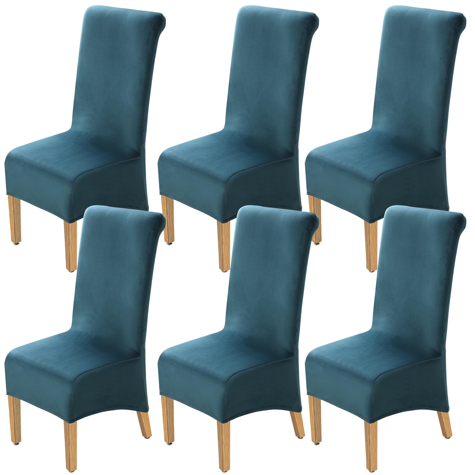 YISUN Velvet Dining Chair Covers, Set of 6 High Back Chair Covers, Stretch Washable Removable Kitchen Chair Covers for Hotel, Dining Room, Ceremony, Banquet Wedding Party