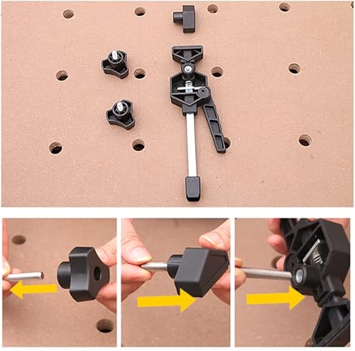 Miniatura 5 de Singring Elementos de sujeción para banco de trabajo, agujeros para perros, abrazadera de tornillo ajustable para carpintería, fijación fija (0.748