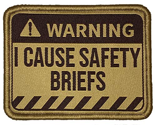 Warning - I Cause Safety Briefs - Embroidered Morale Patch (Arid Desert Camo)