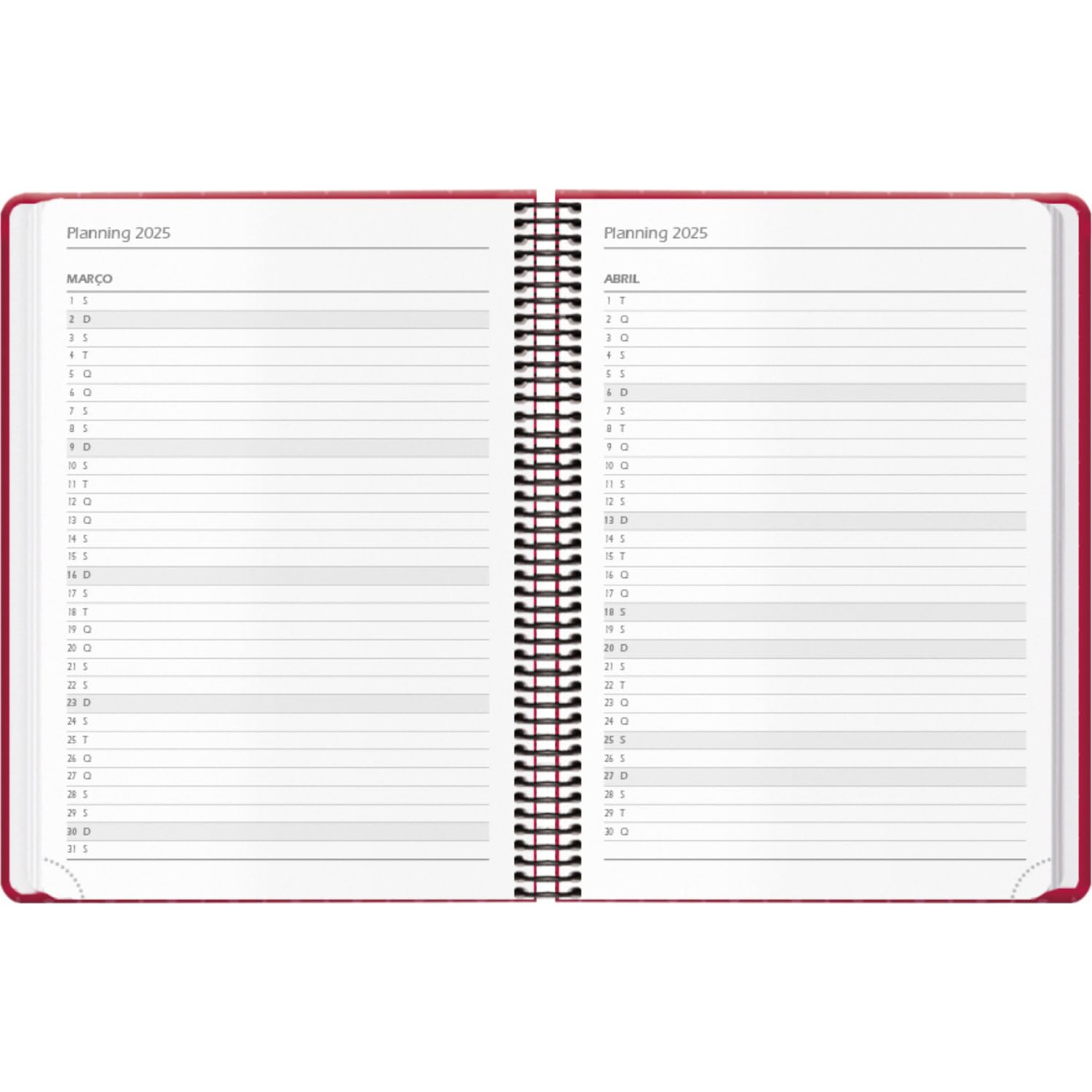 Dohe, 2025 Diary in Portuguese, Day per Page, A5 Size (14x20 cm), 12 Months January to December, Ring Binding, Annual Planner - Image 4