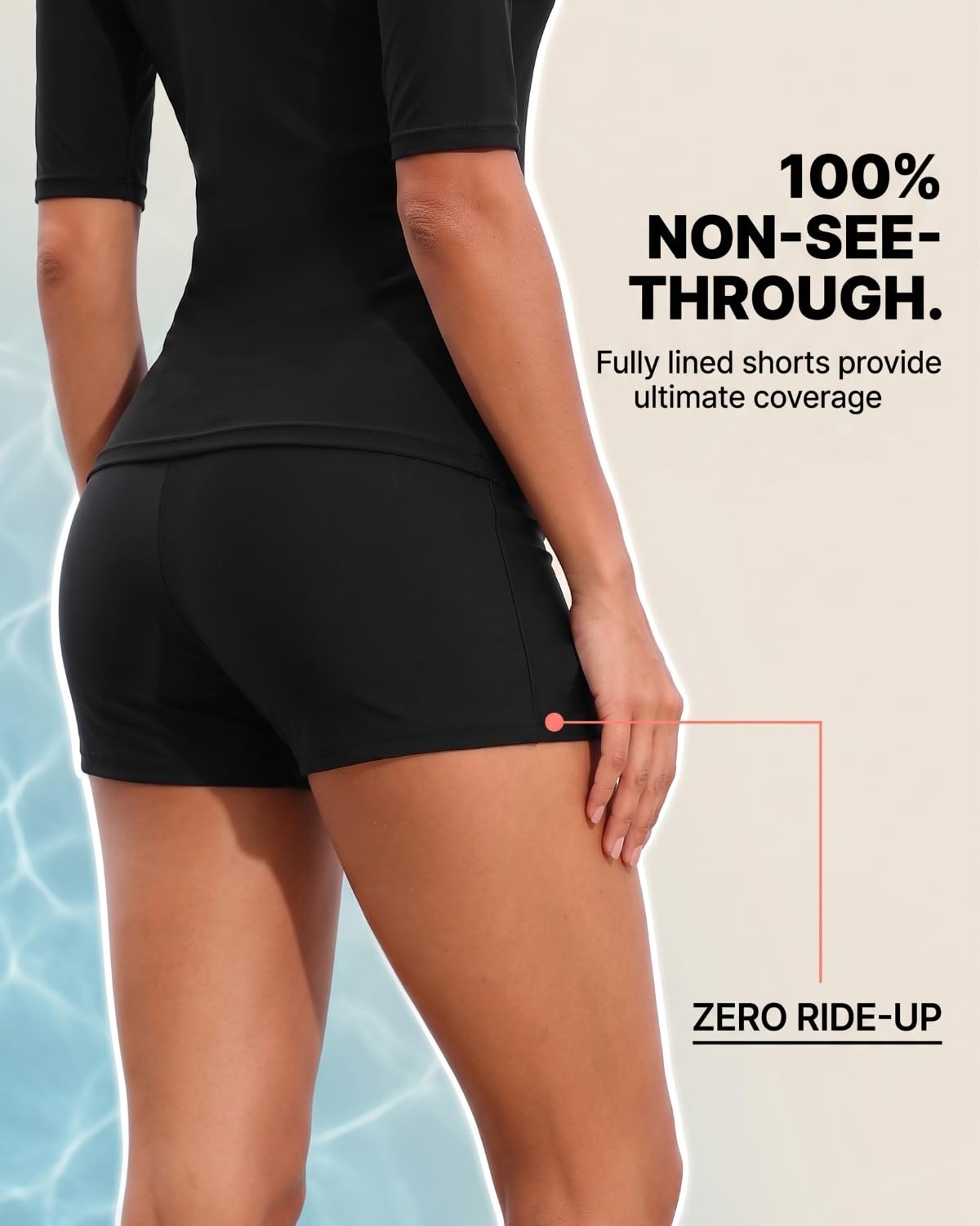Holipick 2-teiliger Rashguard-Badeanzug für Damen, kurzärmelig, Schwimmshirt mit Shorts, durchgehender Reißverschluss, LSF, bescheidene Bademode