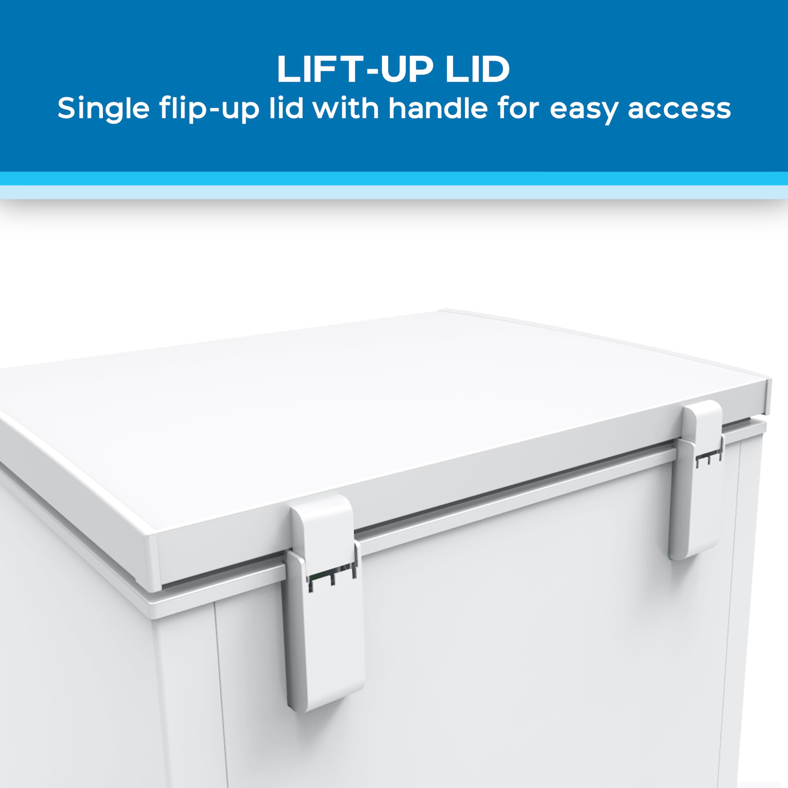 Avanti 5.0 Cu. Ft. Garage Ready Chest Freezer With Removable Storage Basket, External Temperature Control, Manual Defrost, Power Indicator Light, 5.0 Cu. Ft., White on Fridge.com - View 3