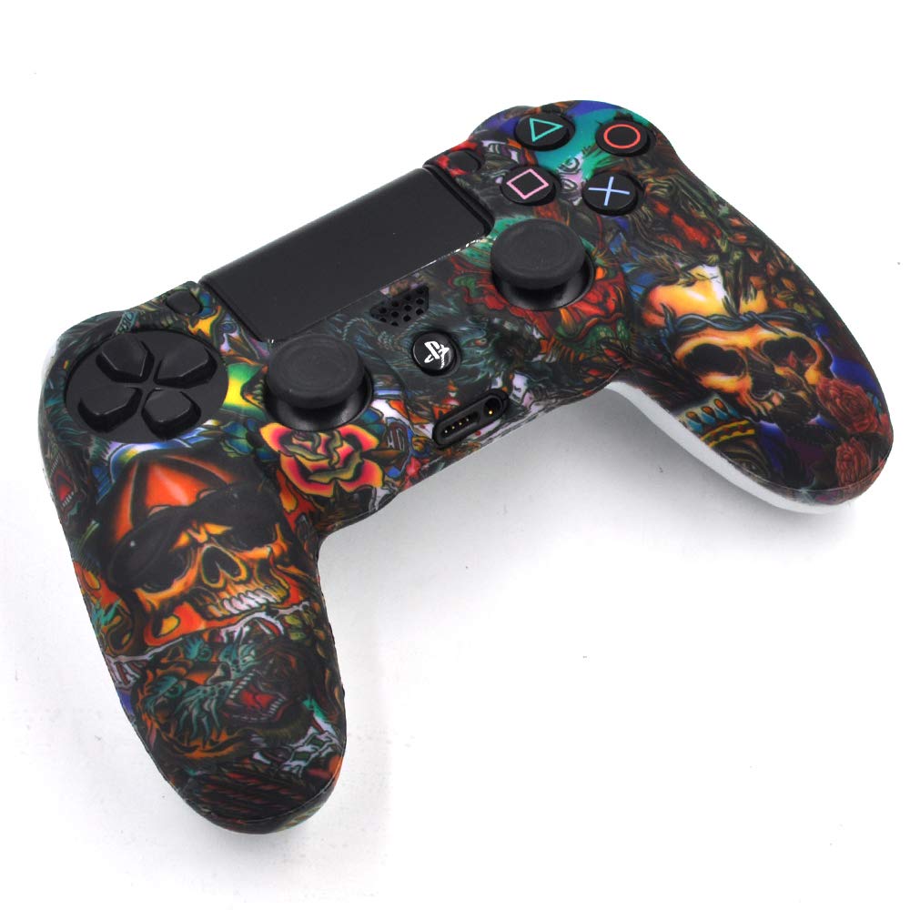 Anti-Rutsch-Silikon-Controller-Abdeckung für PS4/SLIM/PRO Controller Totenkopf 4.0