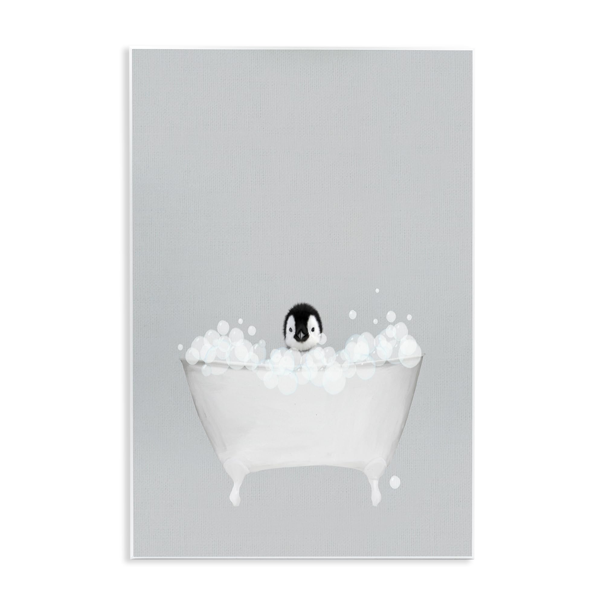 Penguin Bath Cute Animal, 13 x 19 Inch Mounted Print on Wall Plaque