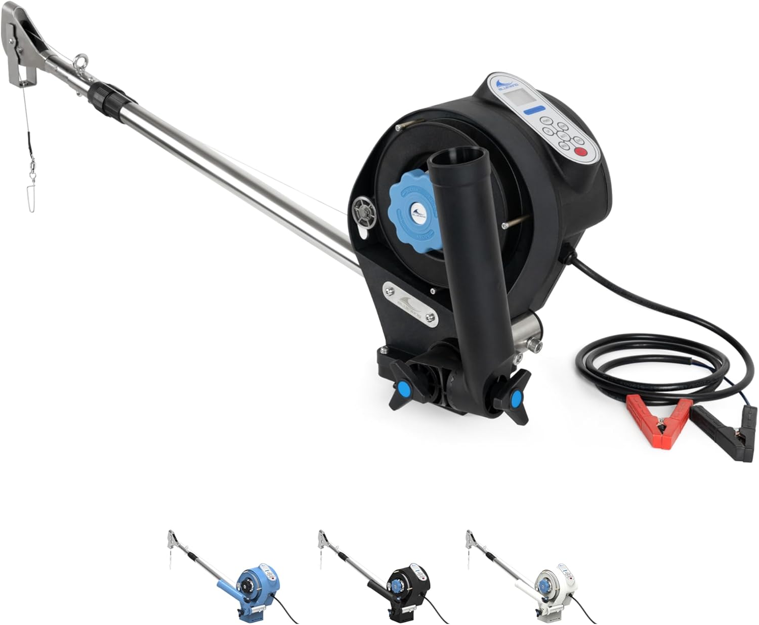 BLUEWING Electric Auto Downrigger Billfish 180 with Universal Quick Release Base Fishing Downrigger for Live Bait and Deep Trolling