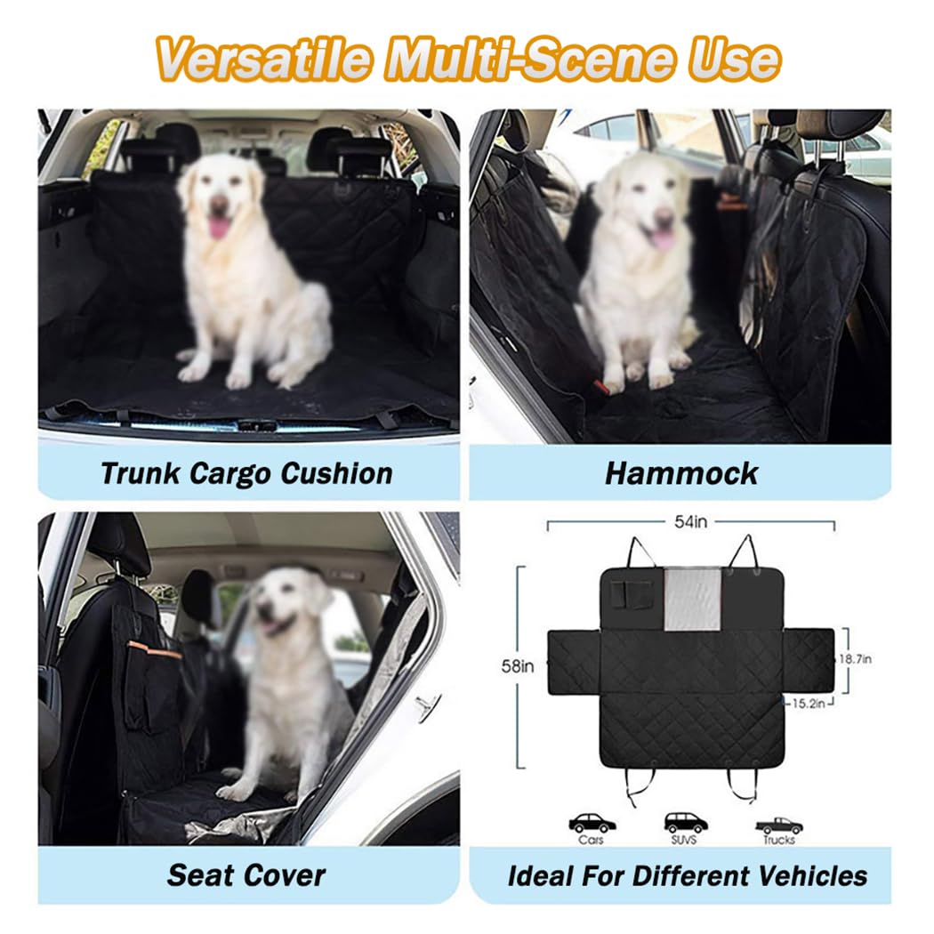 Protector Asiento Coche Perro para BYD Seal 2023-2025 Sedan 5-Seater, Impermeable Antideslizante Asiento Trasero con Ventana de Malla y Bolsillos,All-Black Version