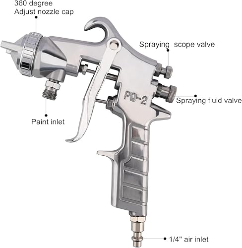 Miniatura 4 de Pistola de pintura profesional, pistola rociadora de alimentación de sifón de alta presión con taza de 1000 cc, tamaño de punta de boquilla de 0.118