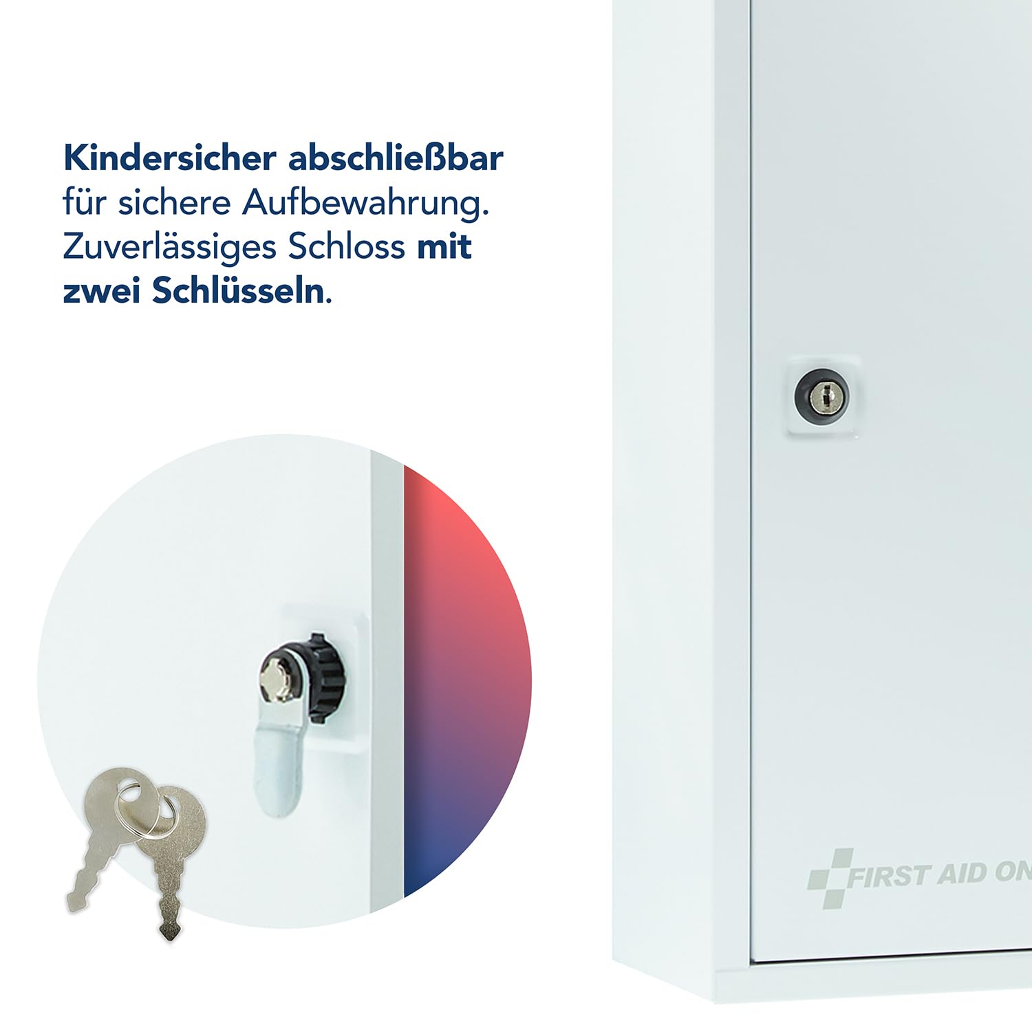 First Aid Only Verbandschrank Weiß mit 3 Fächern DIN 13157 | Gefüllter Erste-Hilfe-Schrank aus Metall zur Verbandmaterial und Medikamenten Aufbewahrung | Medizinschrank 46 x 30 x 14 cm